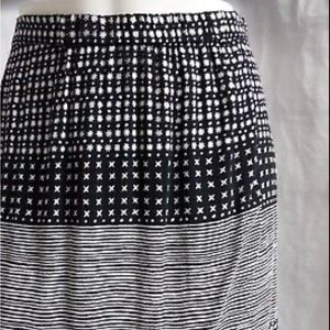 Ann Taylor Loft Women Faux Wrap Skirt Black White Geometric Striped Skirt